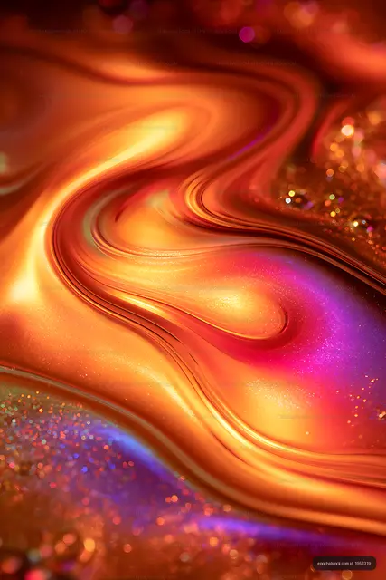 Abstract glowing fluid waves in orange and magenta