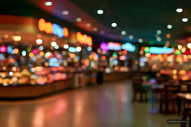 Vibrant Bokeh Lights in a Blurred Night Interior