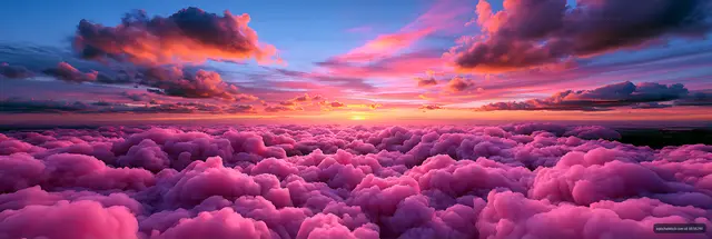 Pink and purple clouds under a glowing sunset