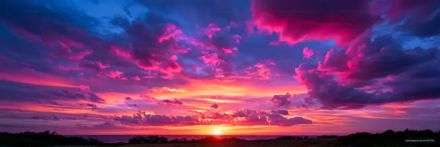 Dramatic Sunset Over Ocean With Colorful Clouds