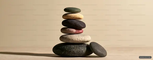 Minimal stone balance sculpture with long shadow