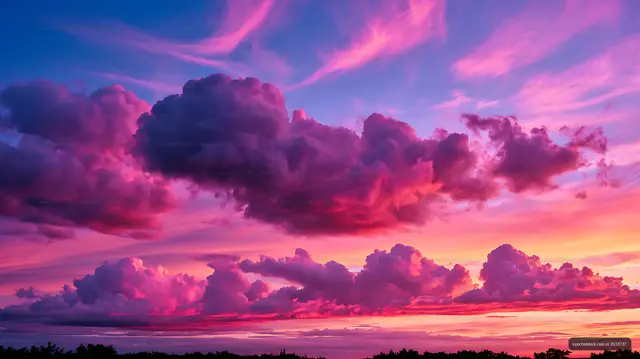 Dramatic colorful clouds at sunset