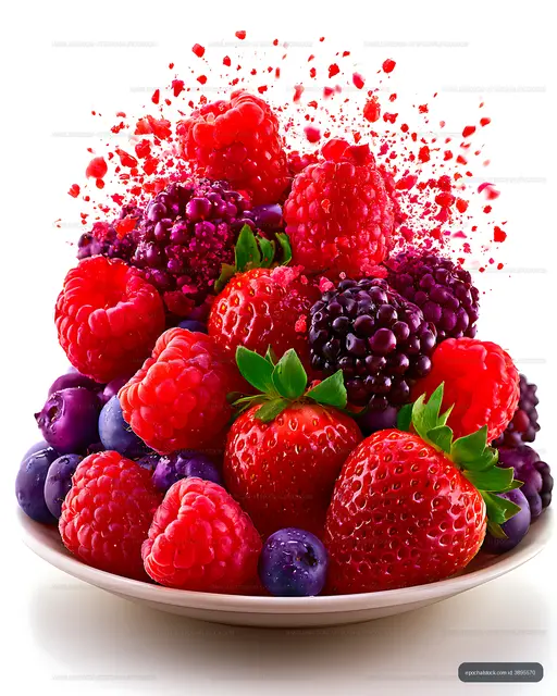 Fresh Mixed Berries on a White Plate