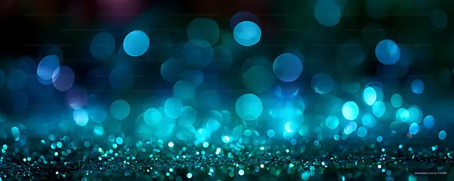Blue bokeh lights with sparkling reflective foreground