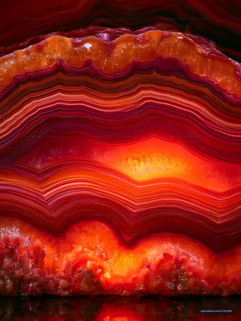 Red orange agate with flowing mineral layers