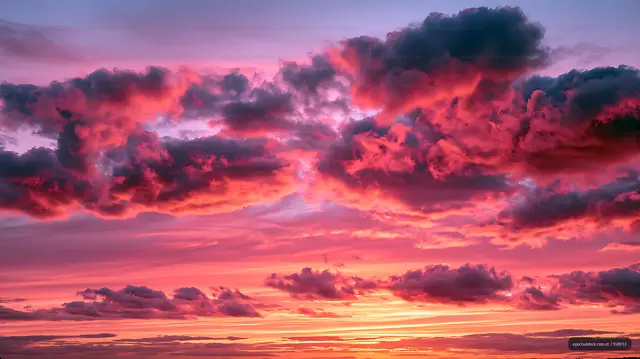 Panoramic dramatic cloudscape during sunset