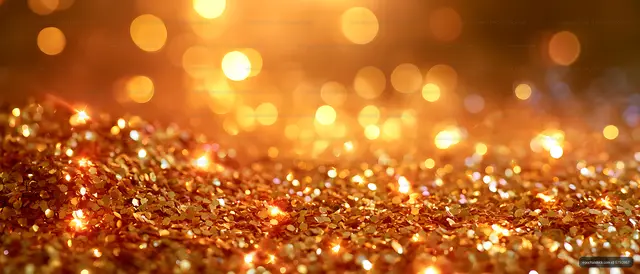 Abstract golden glitter and glowing bokeh