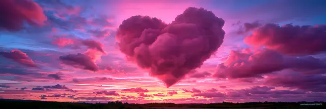 Panoramic sunset with vivid pink and purple cloud formations