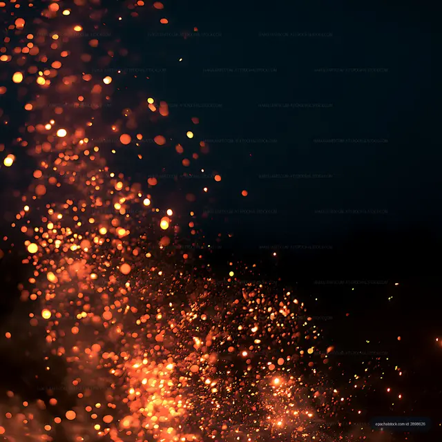 Orange sparks sweeping through darkness