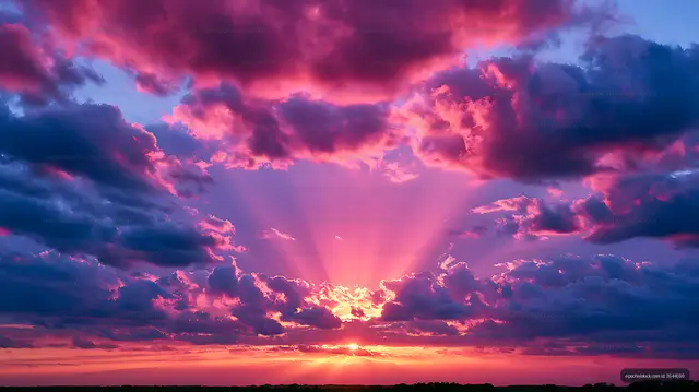 Pink and purple sunset sky with dramatic clouds