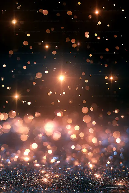 Abstract glowing bokeh lights with glitter reflections