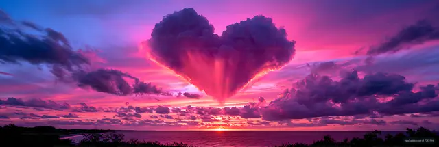 Colorful sunset and towering clouds over calm ocean water