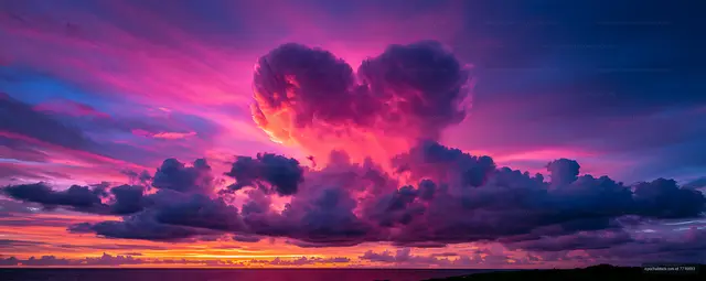 Colorful storm clouds and sunset over the sea