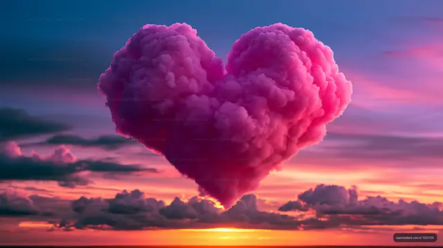 Surreal pink cloud over a vibrant sunset