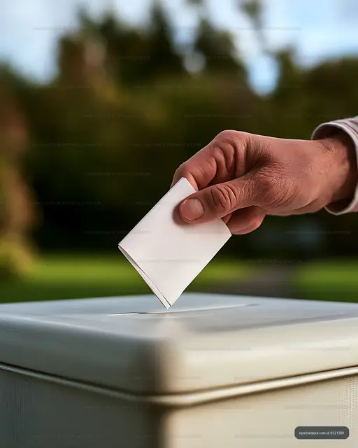 Blank Ballot Entering a Voting Box