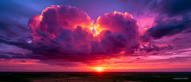 Colorful sunset with dramatic magenta cloud formations