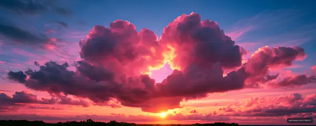 Pink and purple clouds illuminated at sunset