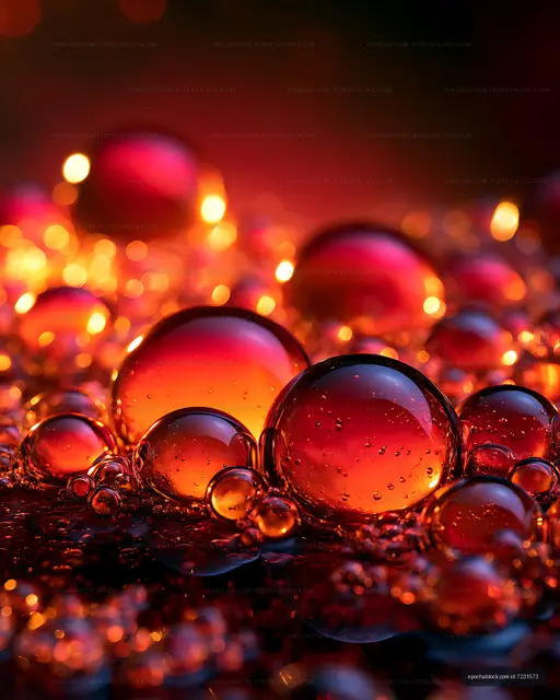 Glowing abstract bubbles in red, orange, and blue