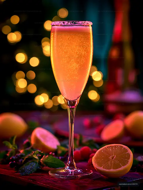 Bright orange sparkling drink in an elegant flute