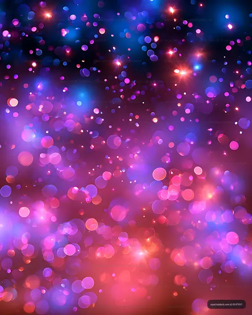 Abstract glowing bokeh background with colorful light flares