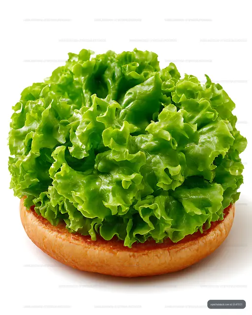 Green lettuce piled on an open bread sandwich