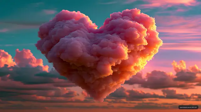 Billowing sunset cloud against a vibrant evening sky