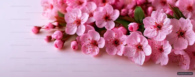 Delicate pink blossoms arranged across a pastel background