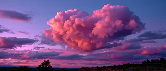 Pink and purple sunset clouds over a quiet horizon