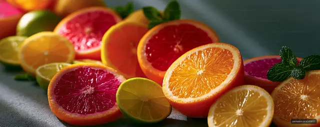 Vibrant citrus fruit arrangement with mint leaves
