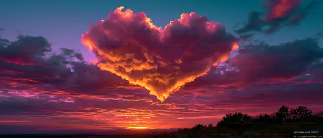 Vivid sunset sky with dramatic glowing clouds