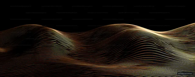 Luminous gold wave pattern on a dark background