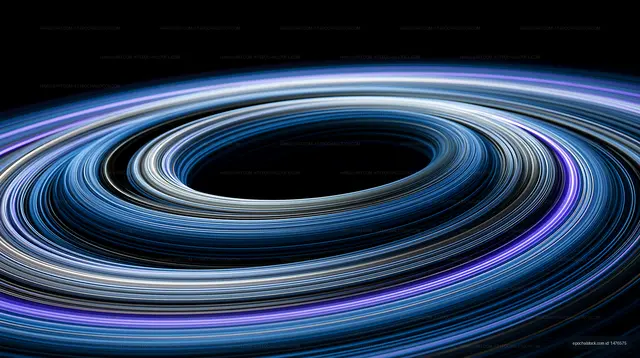 Futuristic concentric light trails in blue and violet