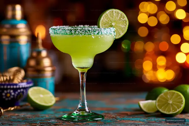 Margarita with salted rim and fresh lime
