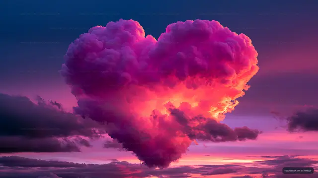 Vivid magenta thundercloud in a sunset sky