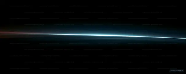 Blue glowing horizon-like light streak on black
