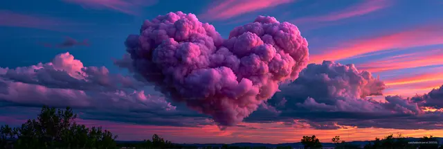 Vivid purple cloudscape above a glowing sunset horizon