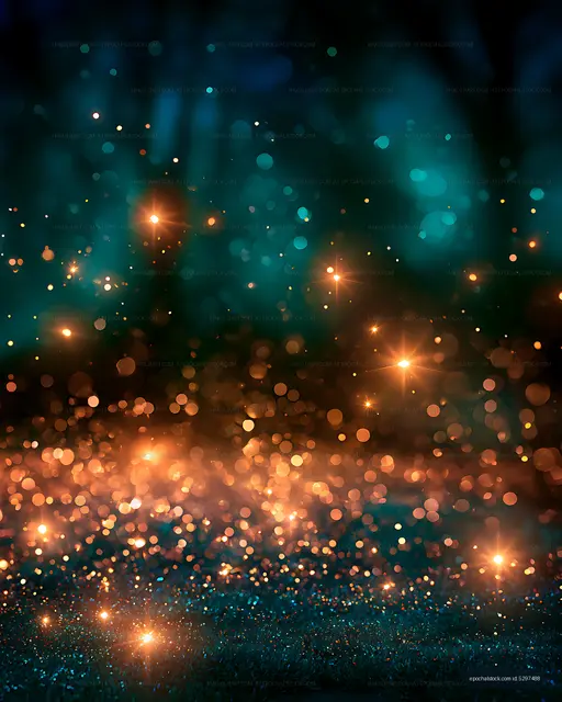 Abstract glowing teal and orange bokeh background