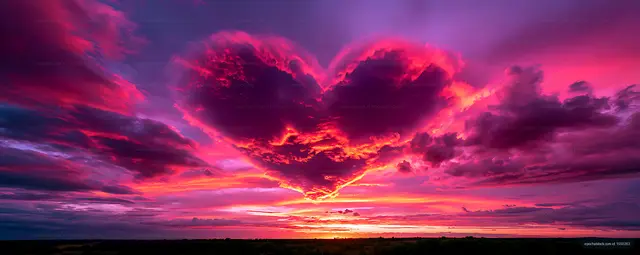 Vibrant sunset sky with layered clouds and horizon