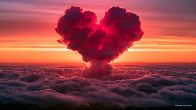 Mushroom-shaped cloud over a vivid sunset cloudscape