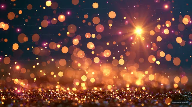 Sparkling light bokeh background with warm tones